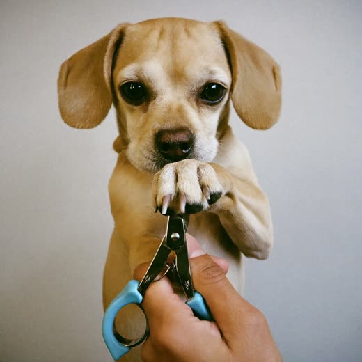 A small dog's paw having its nails trimmed